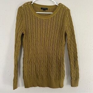 🦋Banana Republic Factory Crewneck Cable Knit Mustard Sweater Casual Comfy